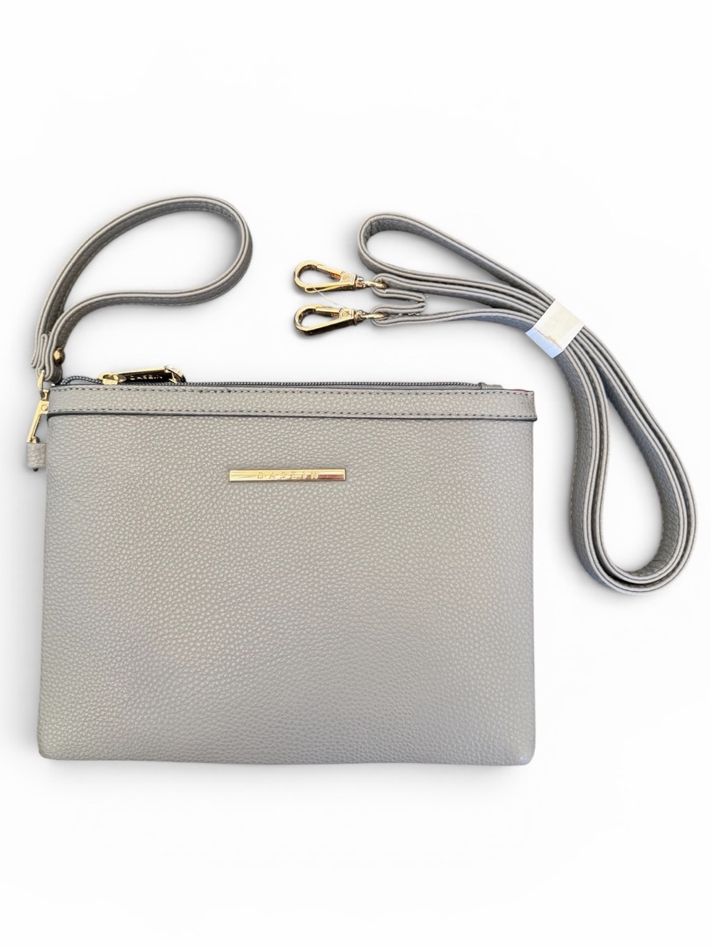NWOT Dasein Gray Vegan Leather Crossbody Wristlet Bag